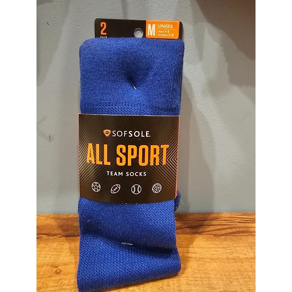 Sof Sole All-Sport Adult Medium Team Socks - 2 Pack, Royal Blue, Medium